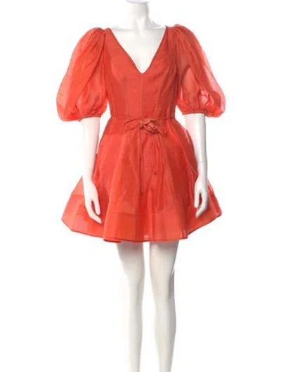 Pre-owned Zimmermann Linen Mini Dress In Orange