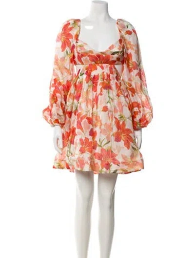 Pre-owned Zimmermann Linen Mini Dress In Orange