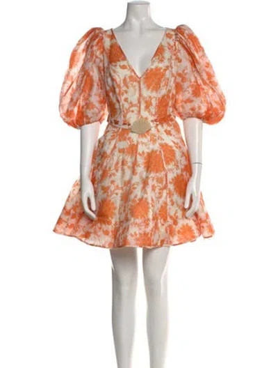Pre-owned Zimmermann Linen Mini Dress In Orange