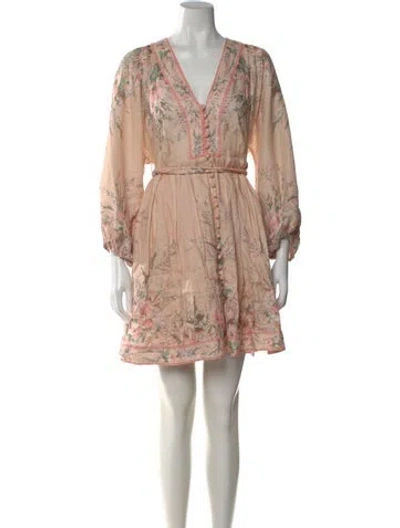 Pre-owned Zimmermann Linen Mini Dress In Orange