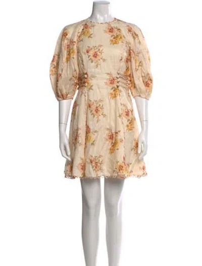Pre-owned Zimmermann Linen Mini Dress In Orange