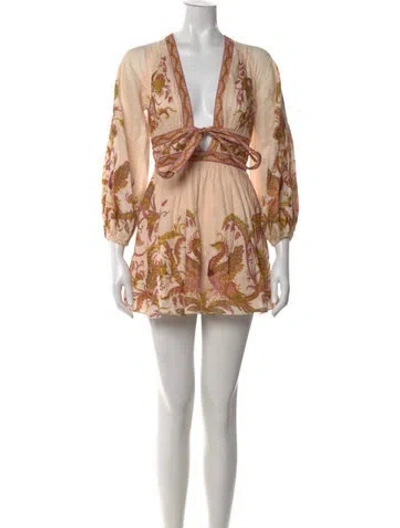 Pre-owned Zimmermann Linen Mini Dress In Orange