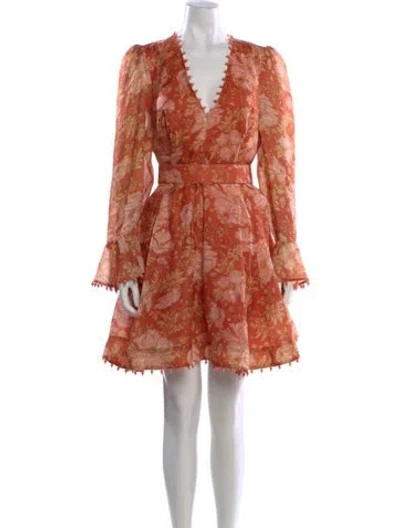 Pre-owned Zimmermann Linen Mini Dress In Orange