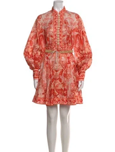 Pre-owned Zimmermann Linen Mini Dress In Orange