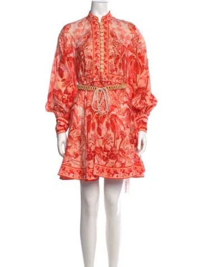 Pre-owned Zimmermann Linen Mini Dress In Orange