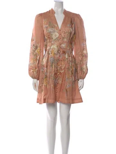 Pre-owned Zimmermann Linen Mini Dress In Orange