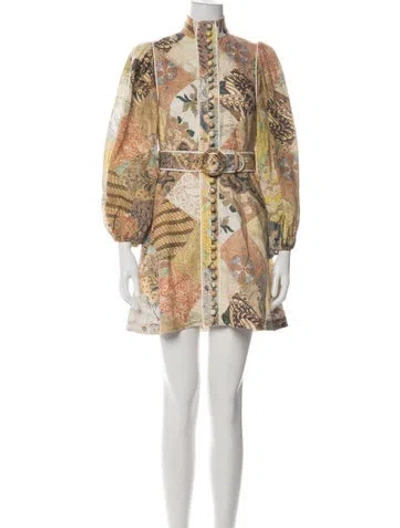 Pre-owned Zimmermann Linen Mini Dress In Orange