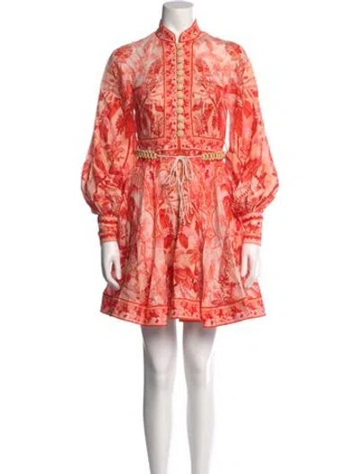 Pre-owned Zimmermann Linen Mini Dress In Orange