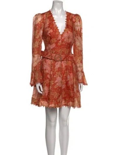 Pre-owned Zimmermann Linen Mini Dress In Orange