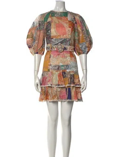Pre-owned Zimmermann Linen Mini Dress In Orange