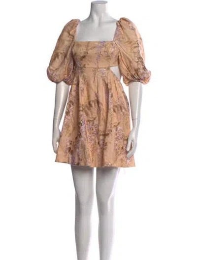 Pre-owned Zimmermann Linen Mini Dress In Orange