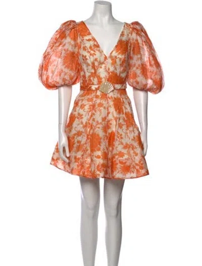 Pre-owned Zimmermann Linen Mini Dress In Orange