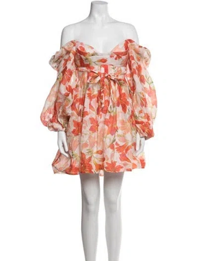 Pre-owned Zimmermann Linen Mini Dress In Orange