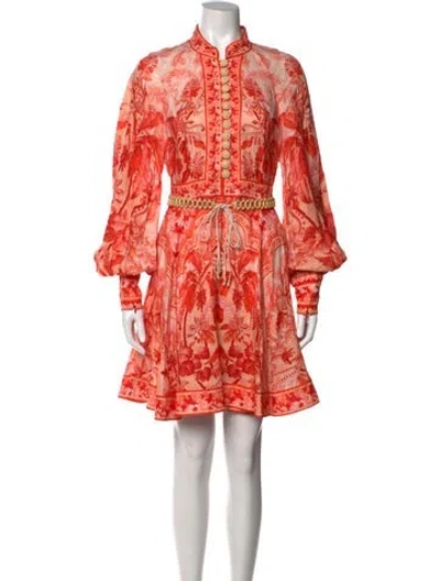 Pre-owned Zimmermann Linen Mini Dress In Orange