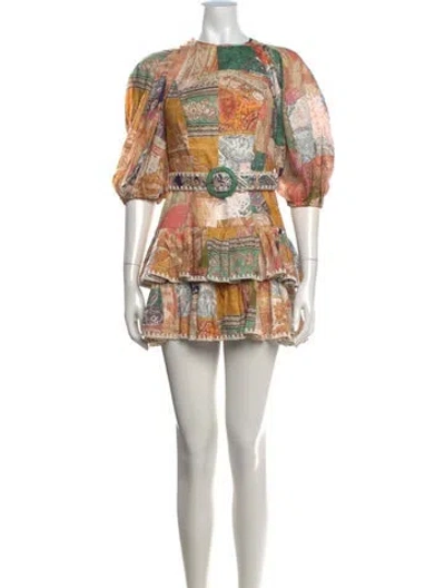 Pre-owned Zimmermann Linen Mini Dress In Orange