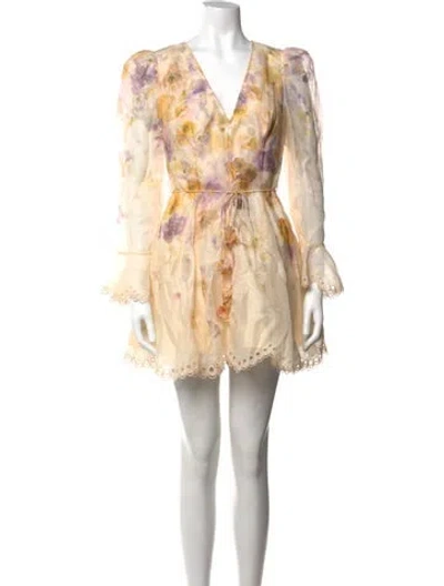 Pre-owned Zimmermann Linen Mini Dress In Orange