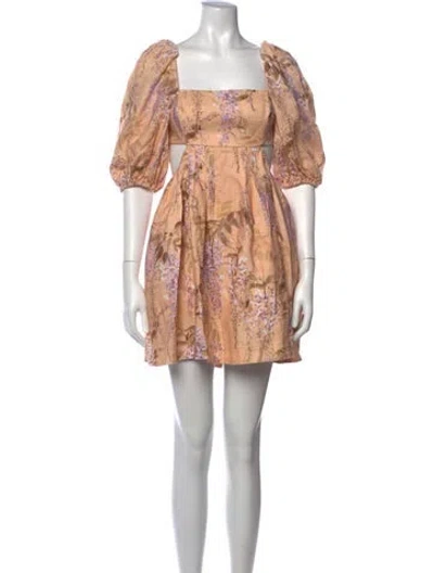 Pre-owned Zimmermann Linen Mini Dress In Orange