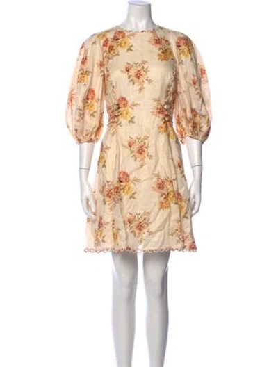 Pre-owned Zimmermann Linen Mini Dress In Orange