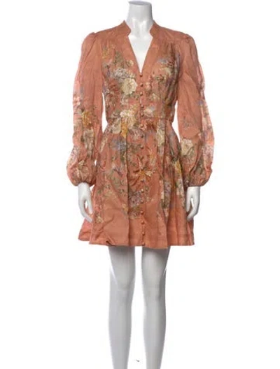 Pre-owned Zimmermann Linen Mini Dress In Orange