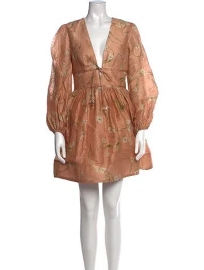 Pre-owned Zimmermann Linen Mini Dress In Orange