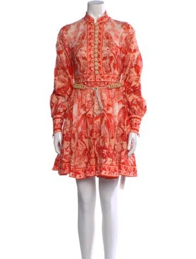 Pre-owned Zimmermann Linen Mini Dress In Orange