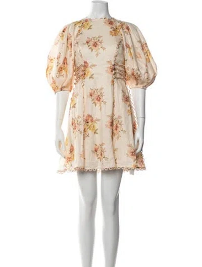 Pre-owned Zimmermann Linen Mini Dress In Orange