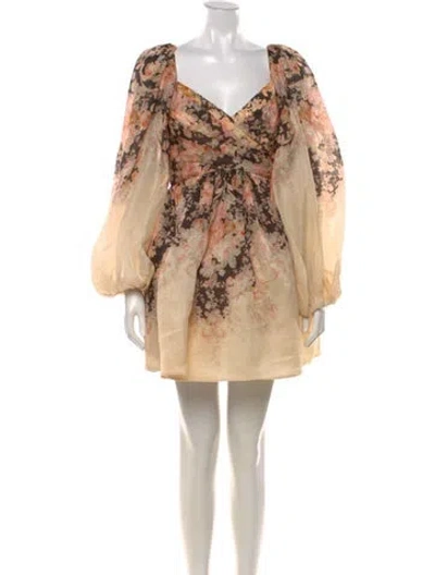 Pre-owned Zimmermann Linen Mini Dress In Orange