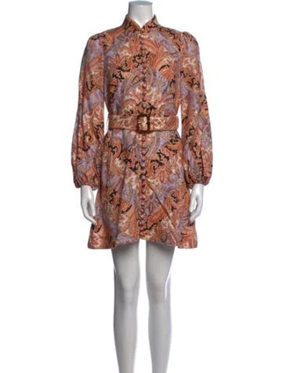 Pre-owned Zimmermann Linen Mini Dress In Orange