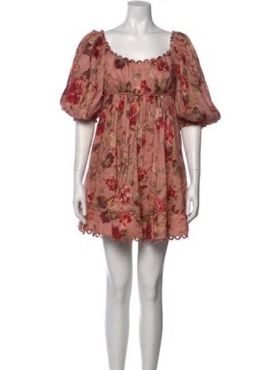 Pre-owned Zimmermann Linen Mini Dress In Pink