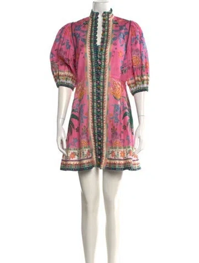 Pre-owned Zimmermann Linen Mini Dress In Pink