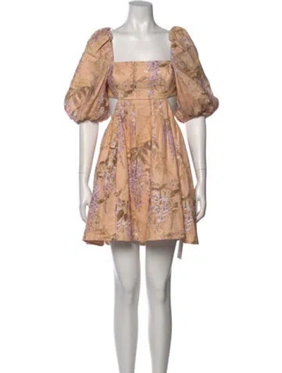 Pre-owned Zimmermann Linen Mini Dress In Pink