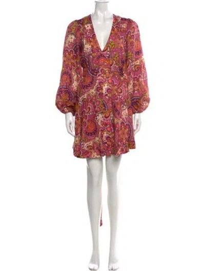 Pre-owned Zimmermann Linen Mini Dress In Pink