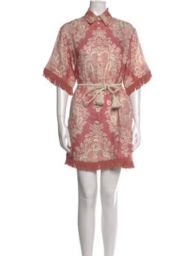 Pre-owned Zimmermann Linen Mini Dress In Pink