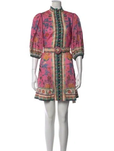 Pre-owned Zimmermann Linen Mini Dress In Pink