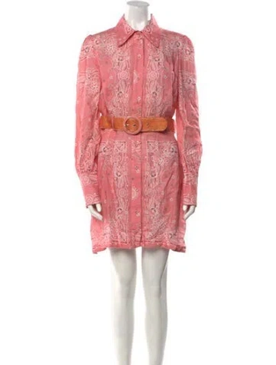 Pre-owned Zimmermann Linen Mini Dress In Pink