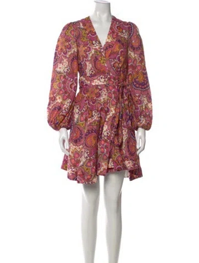 Pre-owned Zimmermann Linen Mini Dress In Pink