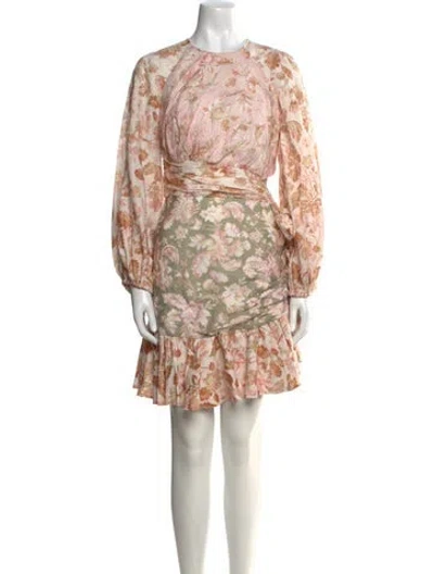 Pre-owned Zimmermann Linen Mini Dress In Pink