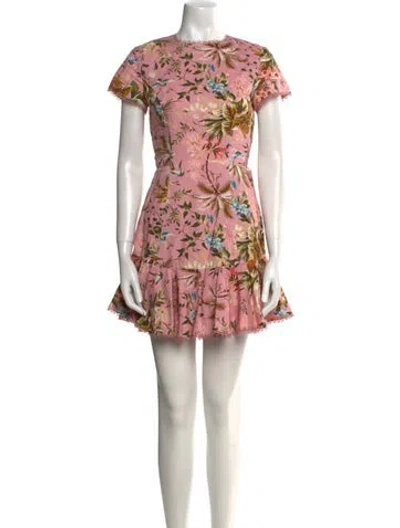 Pre-owned Zimmermann Linen Mini Dress In Pink