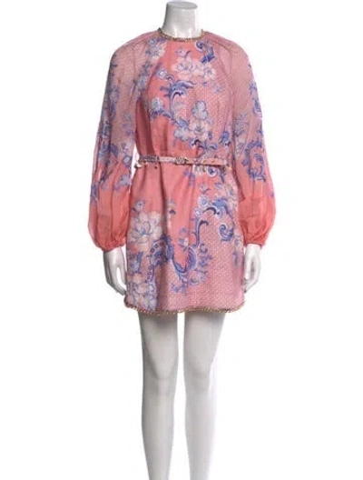 Pre-owned Zimmermann Linen Mini Dress In Pink