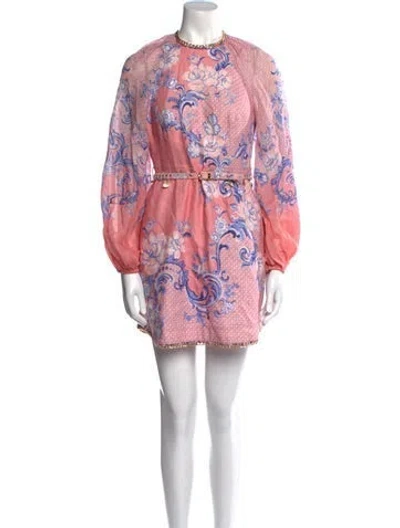 Pre-owned Zimmermann Linen Mini Dress In Pink