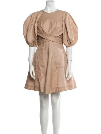 Pre-owned Zimmermann Linen Mini Dress In Pink