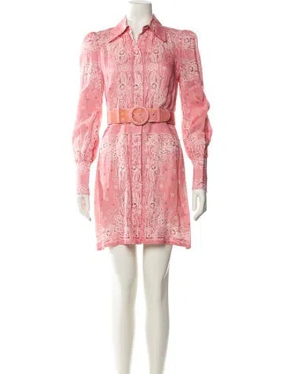 Pre-owned Zimmermann Linen Mini Dress In Pink