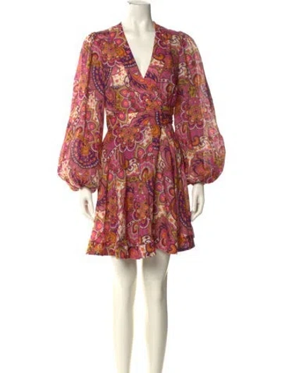 Pre-owned Zimmermann Linen Mini Dress In Pink