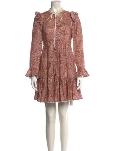 Pre-owned Zimmermann Linen Mini Dress In Pink