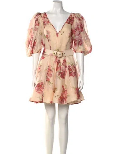 Pre-owned Zimmermann Linen Mini Dress In Pink