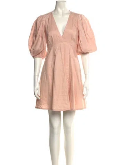 Pre-owned Zimmermann Linen Mini Dress In Pink