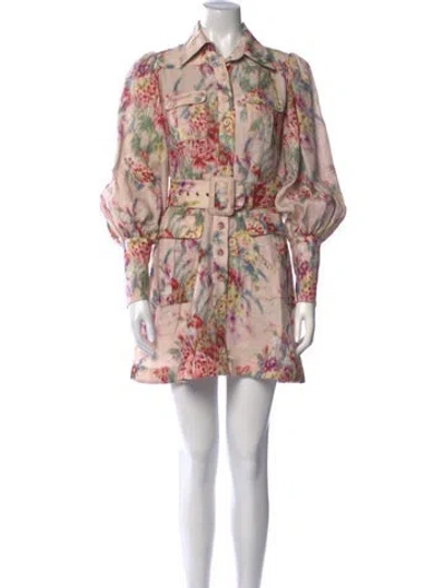 Pre-owned Zimmermann Linen Mini Dress In Pink