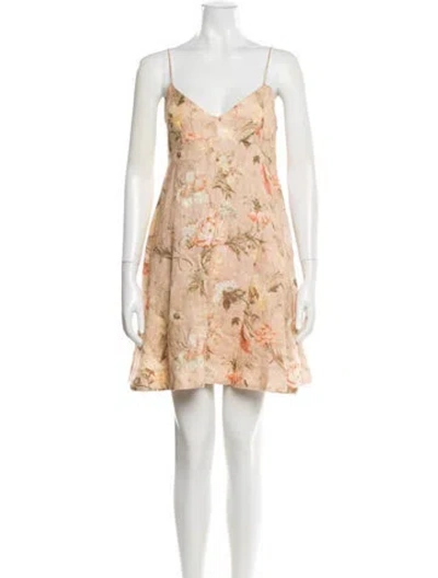 Pre-owned Zimmermann Linen Mini Dress In Pink