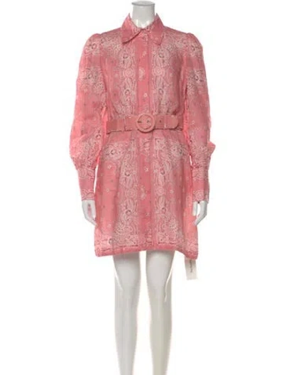 Pre-owned Zimmermann Linen Mini Dress In Pink