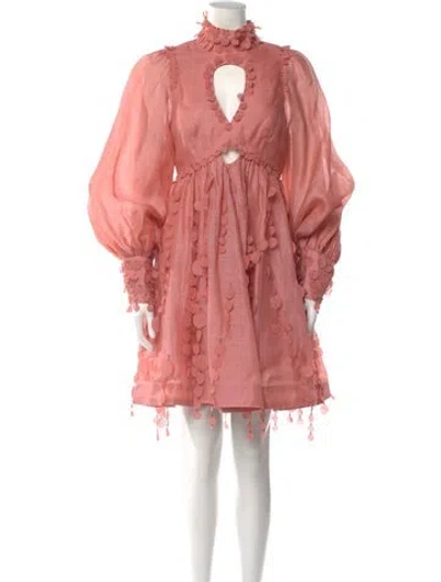 Pre-owned Zimmermann Linen Mini Dress In Pink
